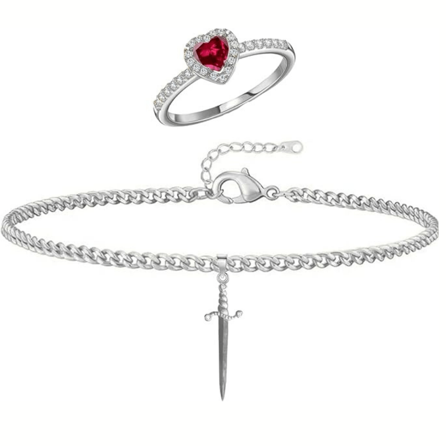 Kalp Kılıç Çift Bileklik - Zarif Hediye