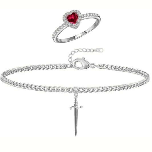 Kalp Kılıç Çift Bileklik - Zarif Hediye